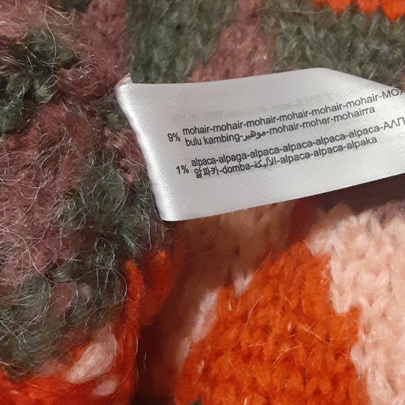 Zara Sweater Argyle Puff Sleeve Mohair, Alpaca - Picture 8 of 8